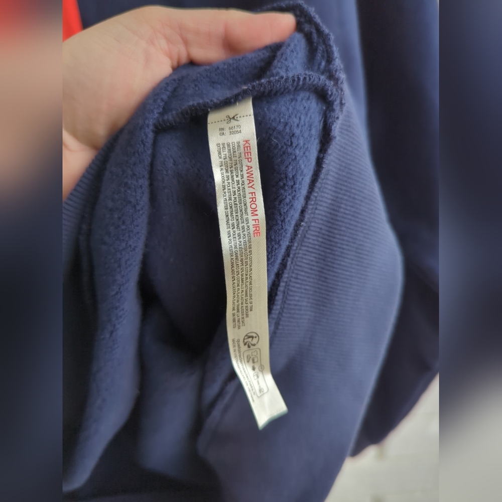 Free People Dark Blue and Bright Orange Hoodie - Picture 7 of 8